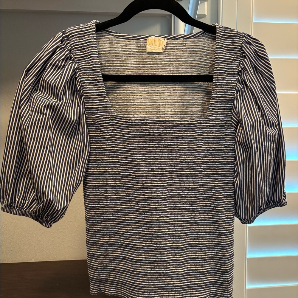 Nation LTD Black and White Striped Blouse